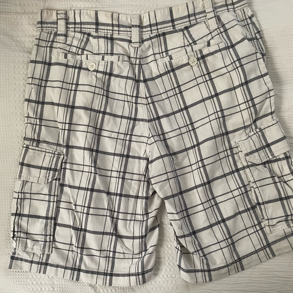 Men's Plaid Cargo Shorts - Black and White